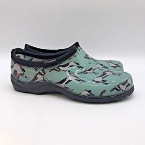 Sloggers Mint Green Cow Design Rain Garden Chore Shoes Women's 7 Waterproof USA